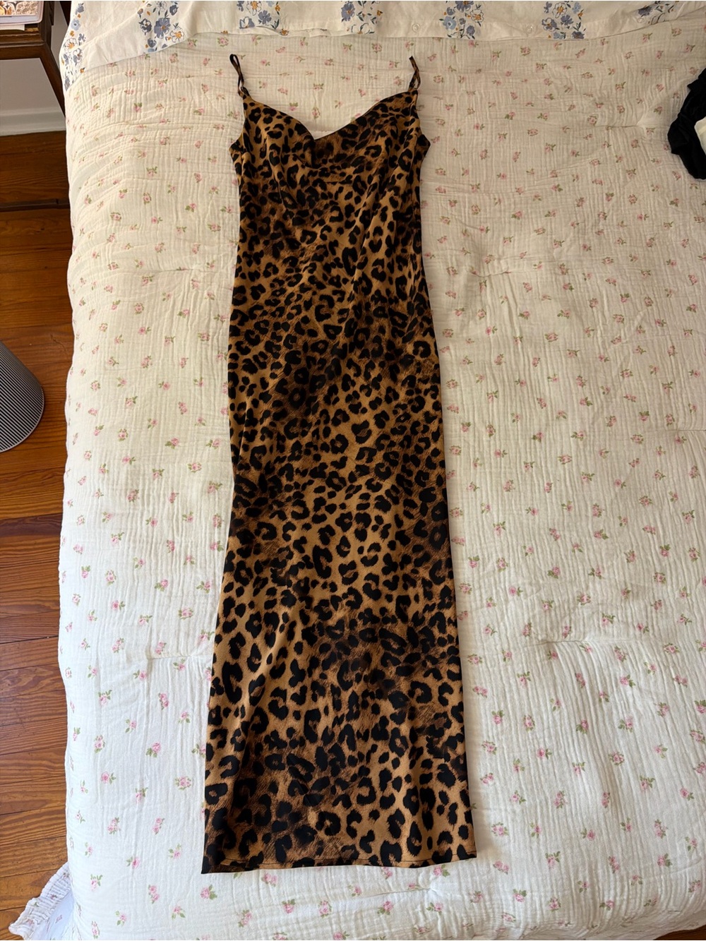 Leopard Print Slip Maxi Dress - Spaghetti Straps